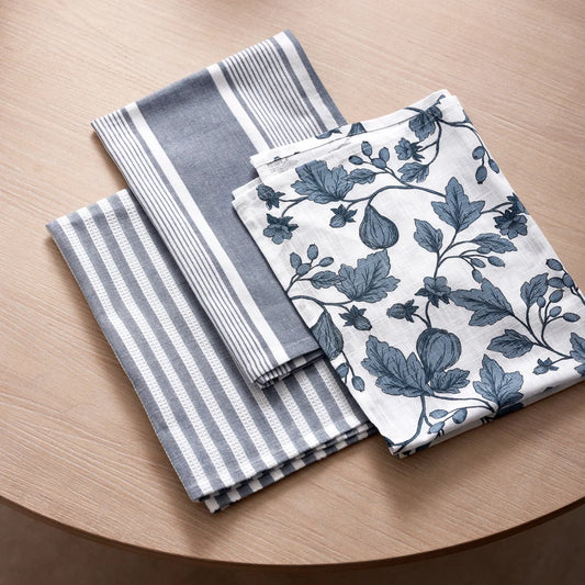 MORGAN DARK BLUE TEATOWEL PACK 3
