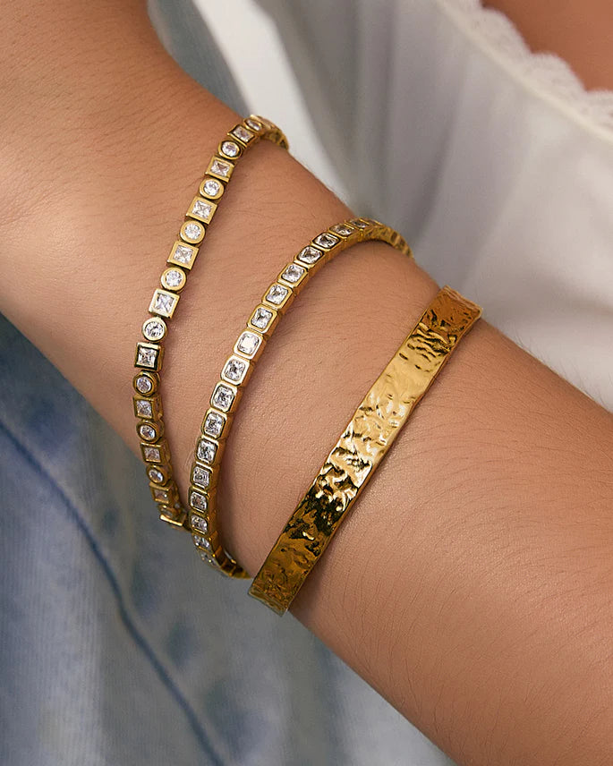 Quinn Gold Cuff - Stone - Small/Medium