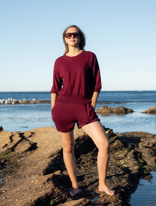 Tara Cotton Cashmere Knit Berry