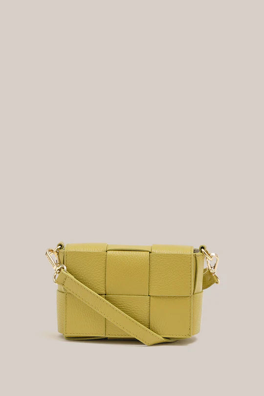 Margot Mini Pistachio Leather Woven Bag