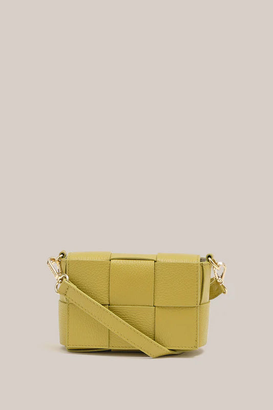 Margot Mini Pistachio Leather Woven Bag
