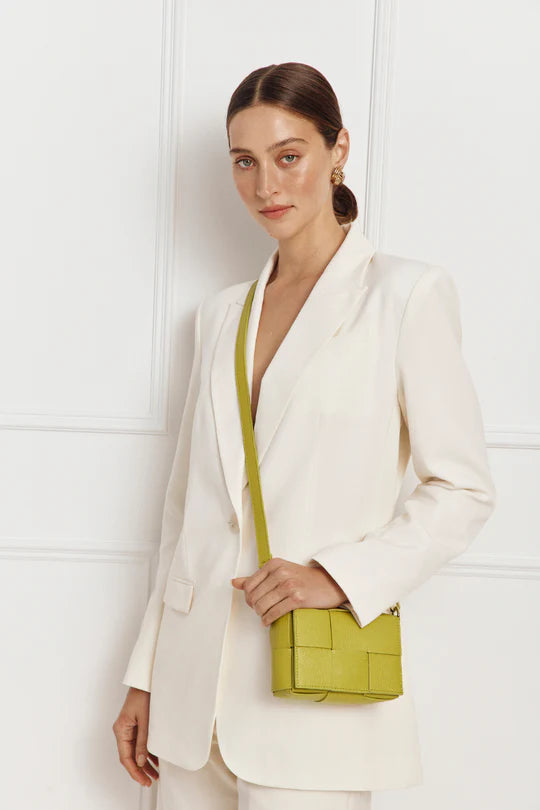 Margot Mini Pistachio Leather Woven Bag
