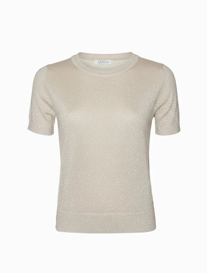 Melanie Short Sleeve Sparkle Knit Gold