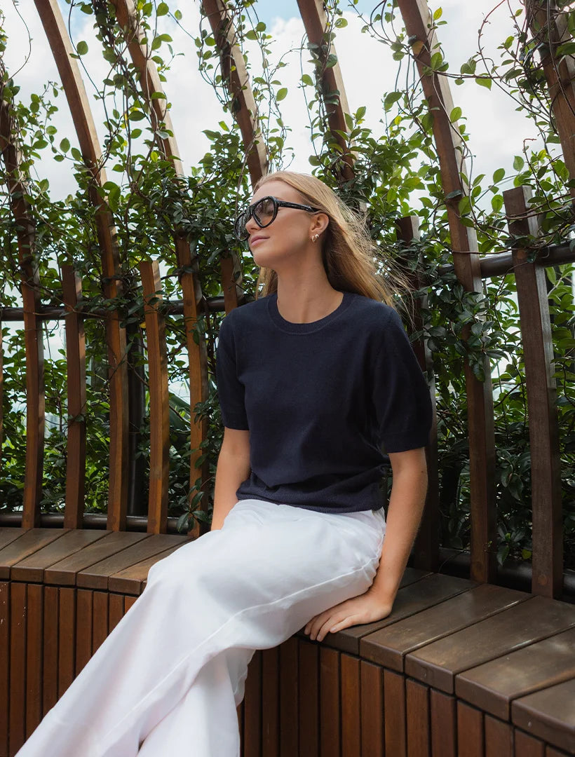 Melissa Cotton Cashmere Knit Blue Navy