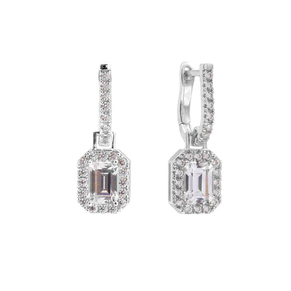 Paloma Sterling Silver Emerald Cut Cubic Zirconia Dress Earrings
