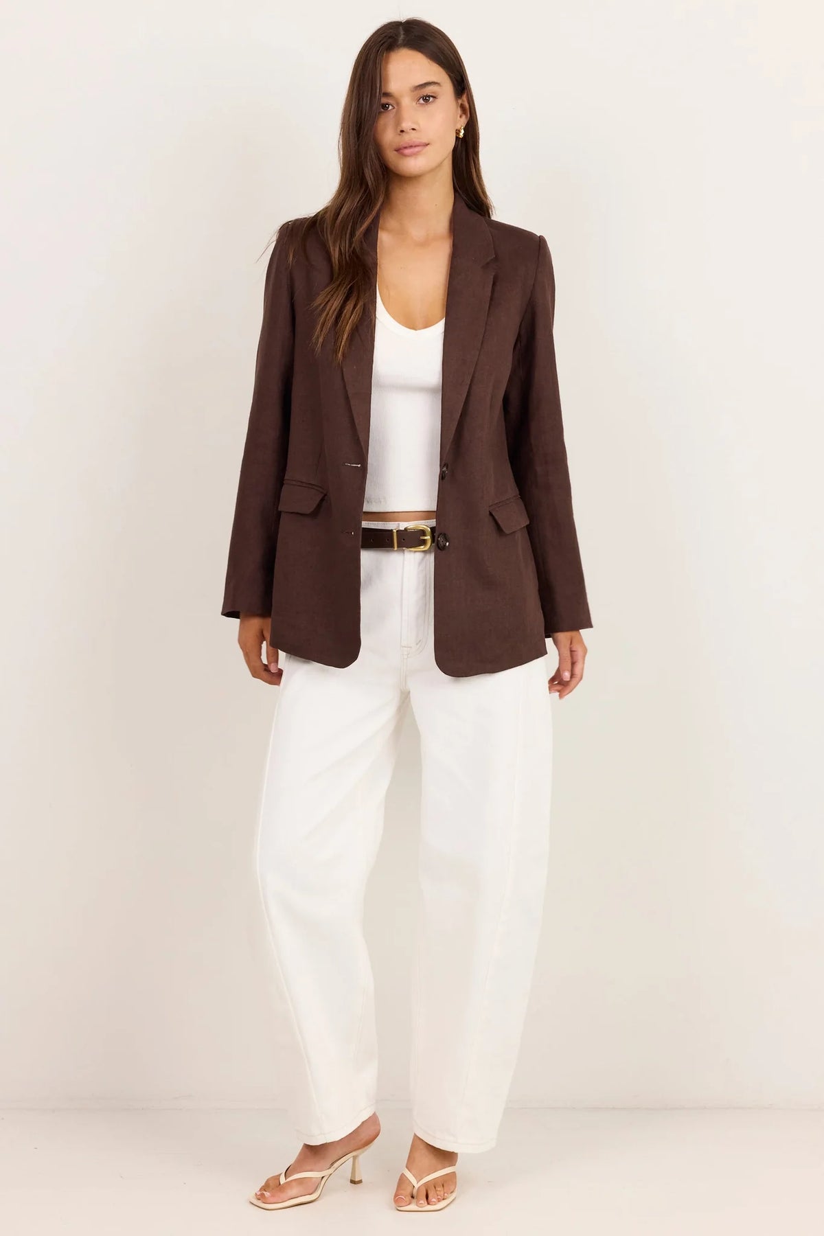 Pillar Chocolate Linen 2 Button Blazer