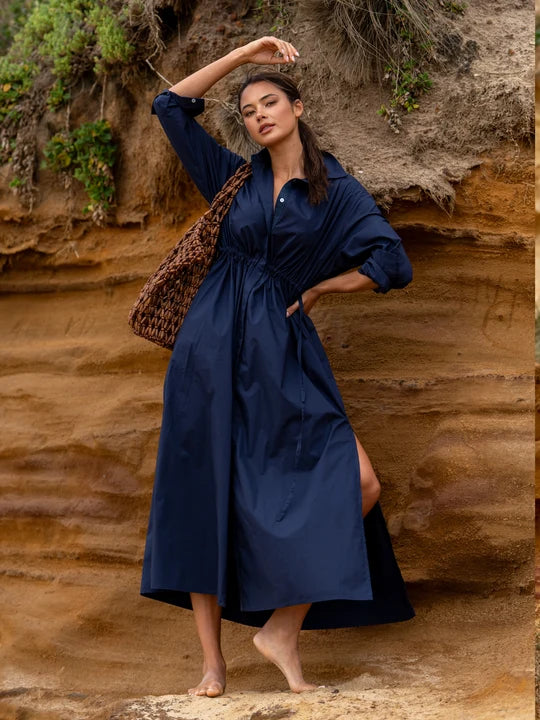 Brooke Maxi Shirtdress - French Navy
