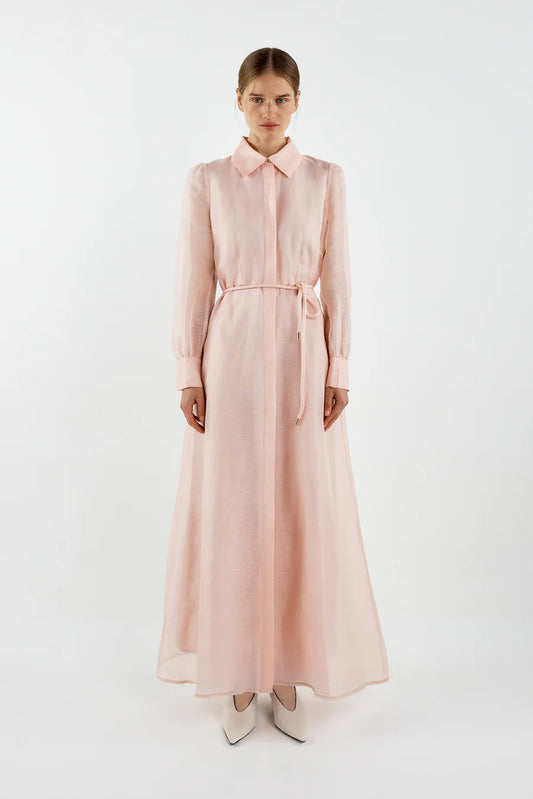 JULIE MAXI SHIRT DRESS - PINK