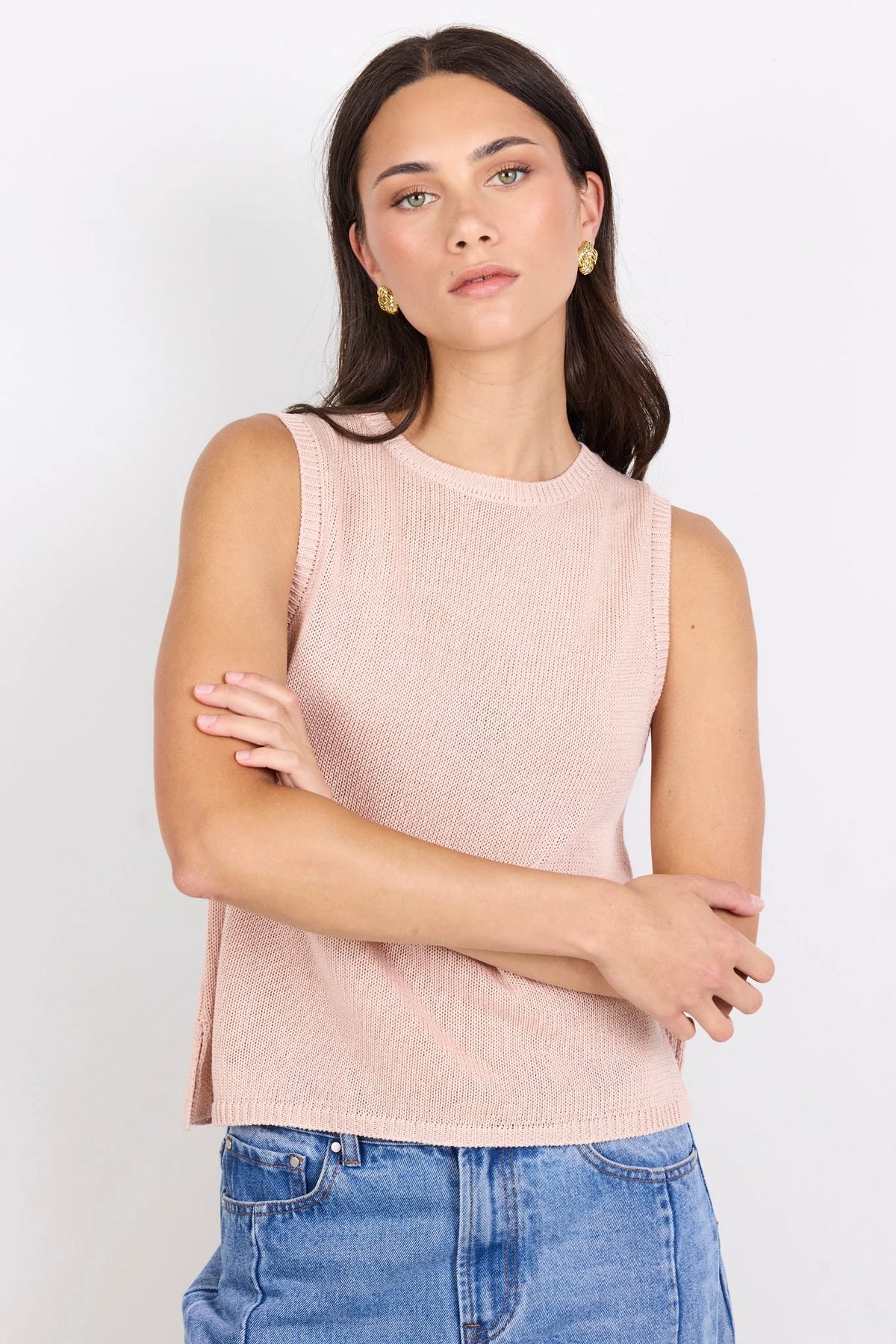 Salute Blush Relaxed Sleeveless Knit Top