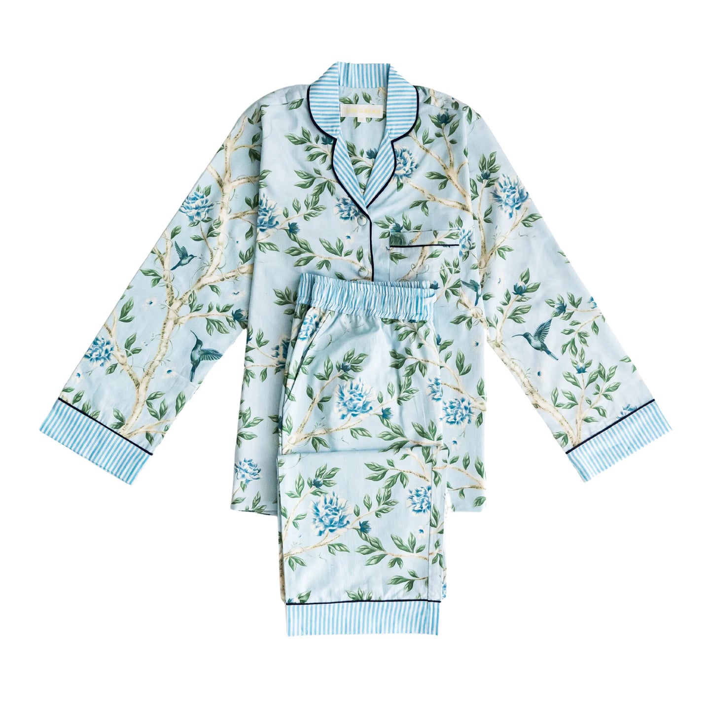 Blue Shirley Chinoiserie Long Sleeve Pyjama Set