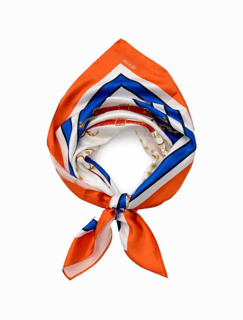 Square Scarf Blue and Orange