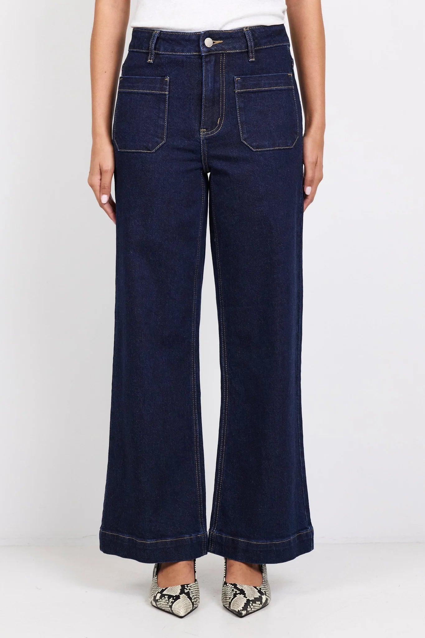 Zoey Indigo Petite High Rise Wide Leg Pocket Jean