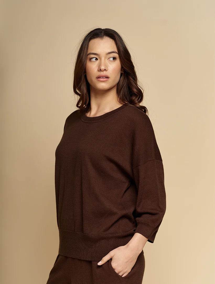 Tara Cotton Cashmere Knit Chocolate