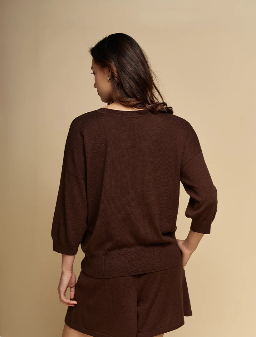 Tara Cotton Cashmere Knit Chocolate
