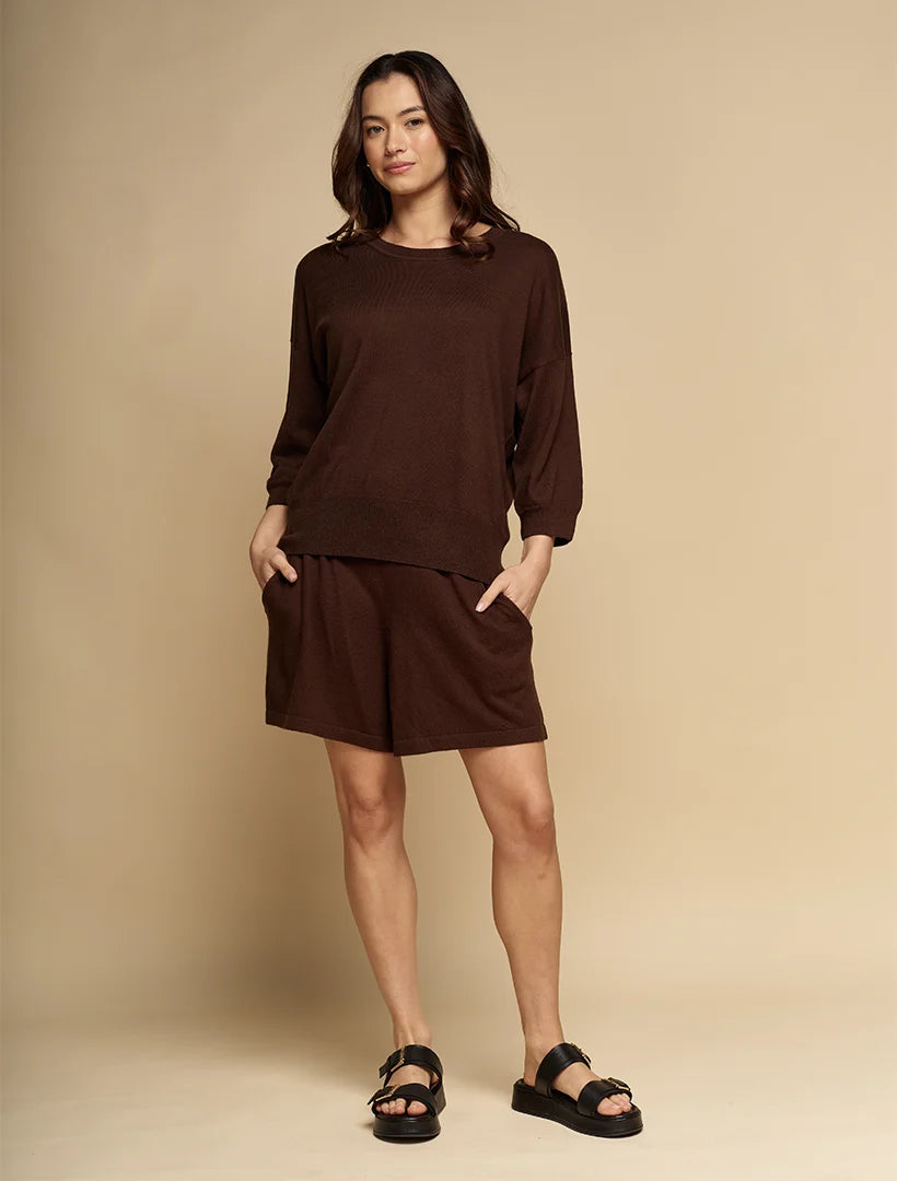 Tara Cotton Cashmere Knit Chocolate