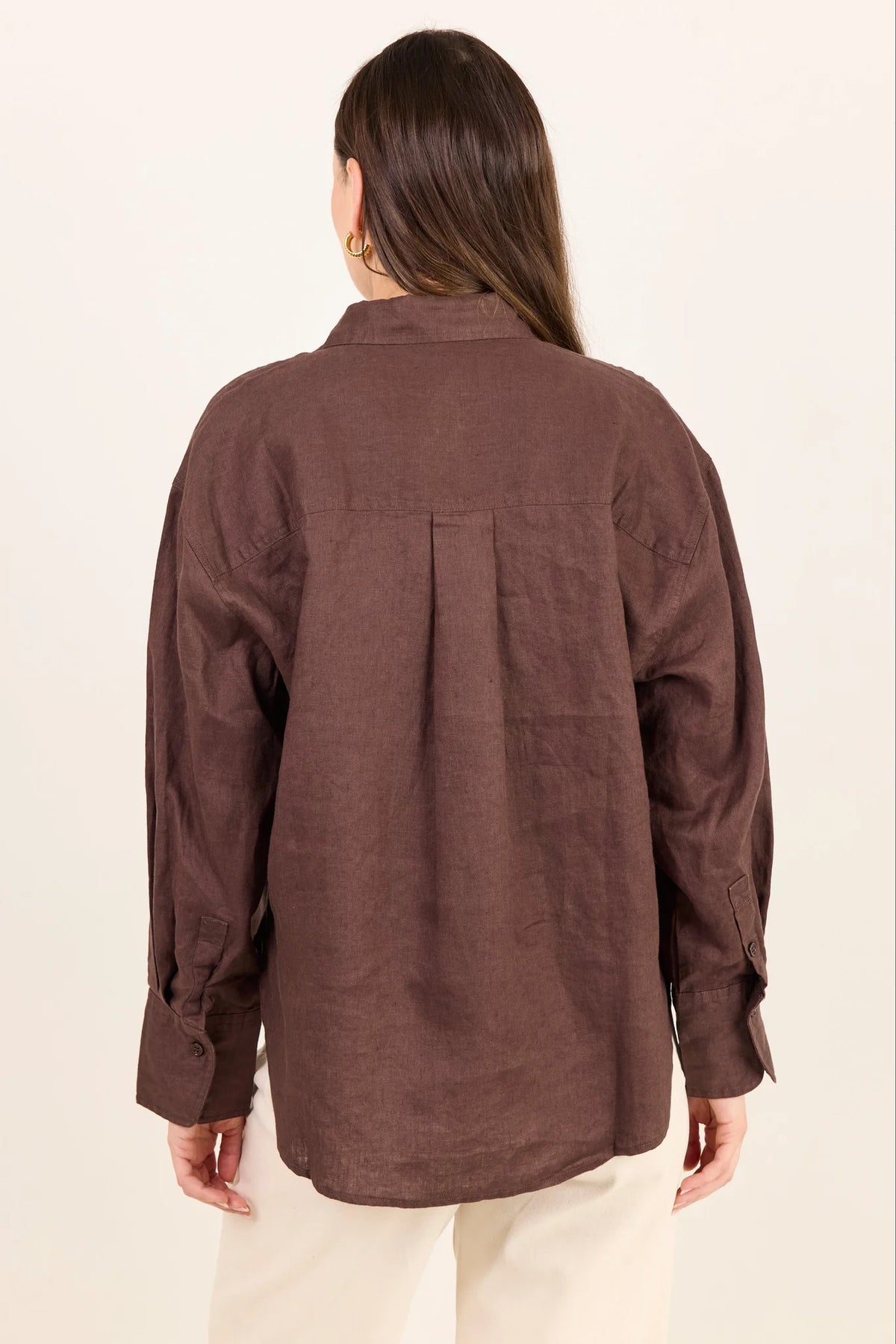 Uplifted Dark Chocolate Linen Oversized Shirt