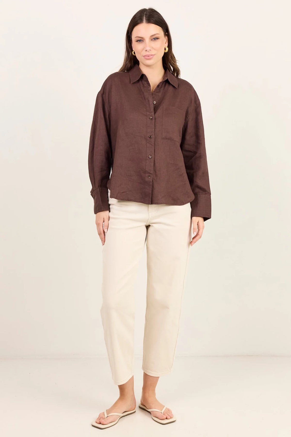 Uplifted Dark Chocolate Linen Oversized Shirt