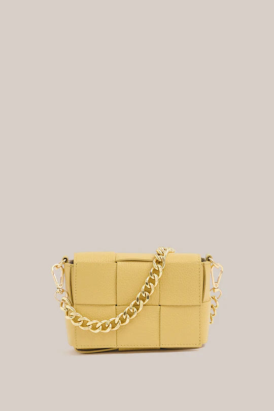 Margot Mini Buttermilk Leather Woven Bag