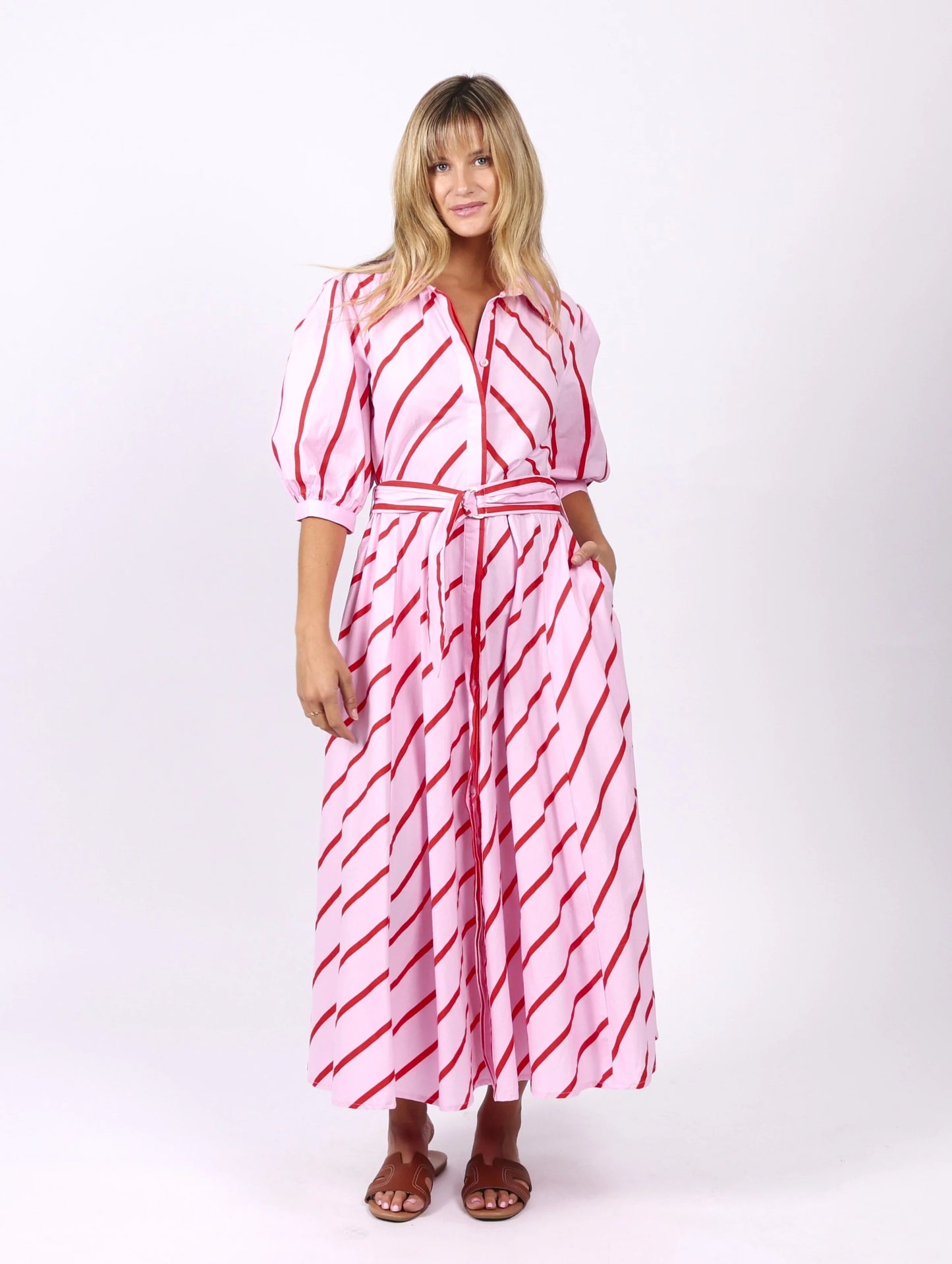 Bianca Dress - Pink Stripes