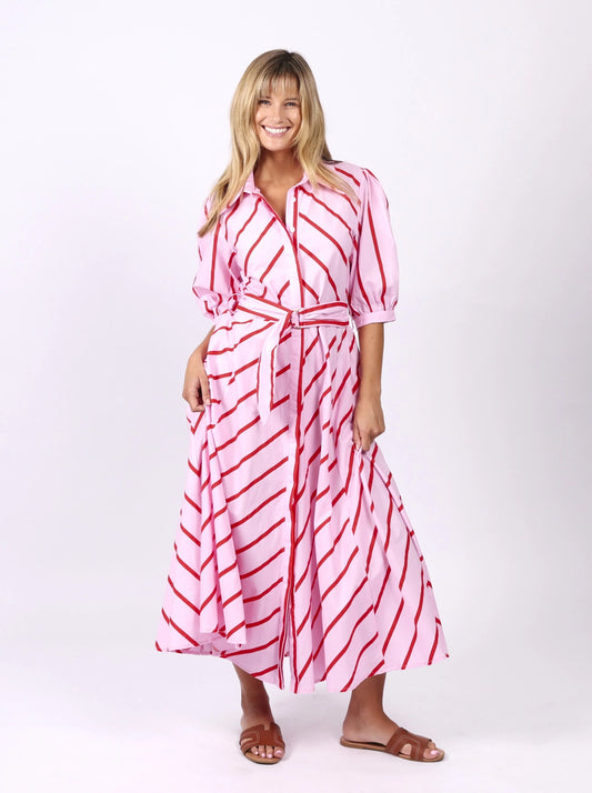 Bianca Dress - Pink Stripes