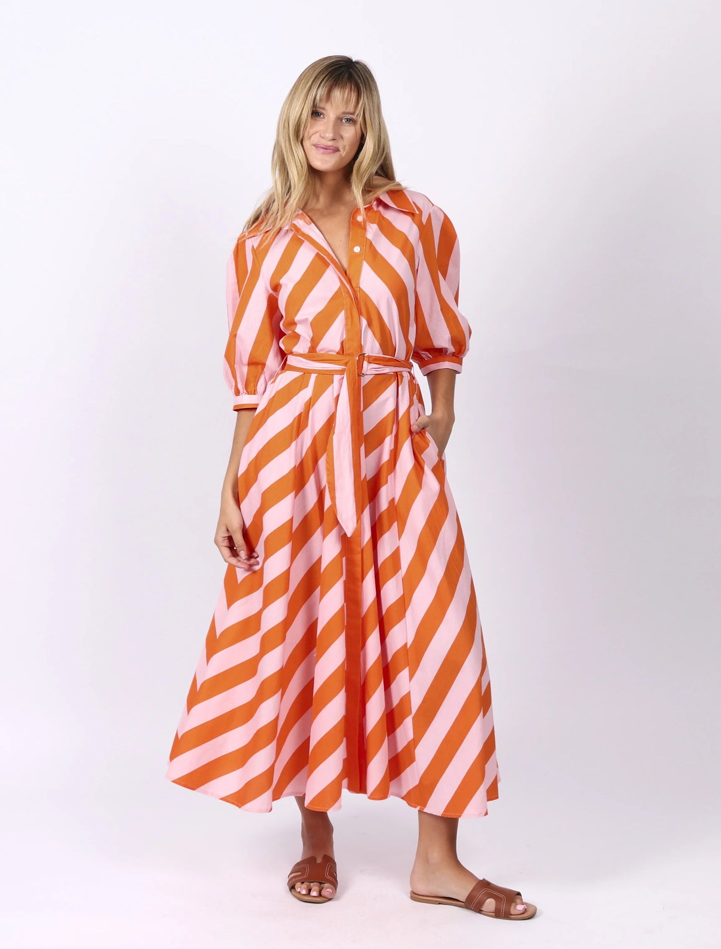 Bianca Dress - Orange Stripes