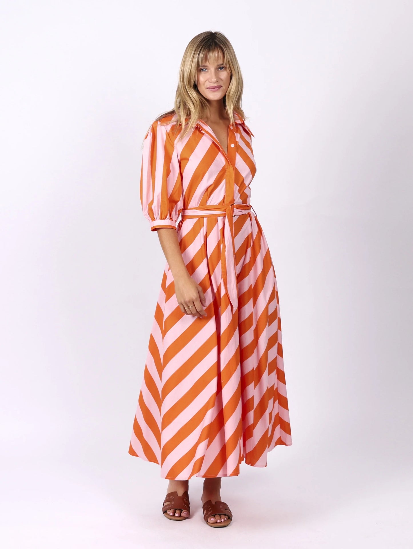 Bianca Dress - Orange Stripes