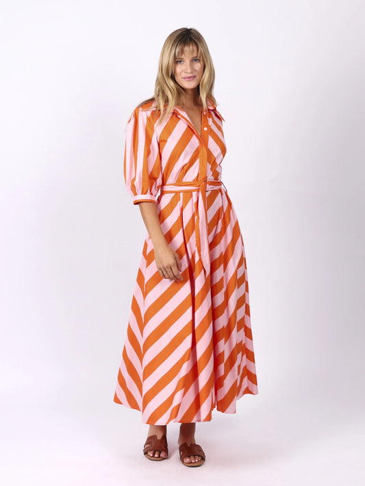 Bianca Dress - Orange Stripes