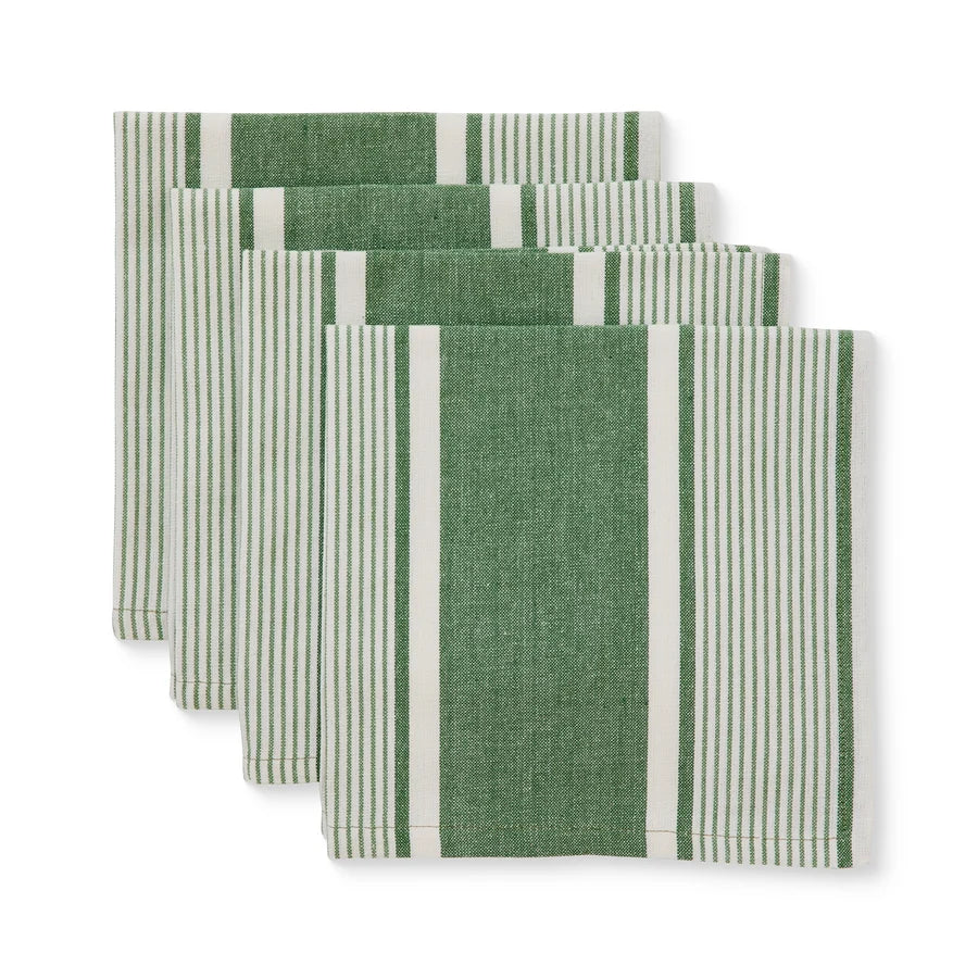 AVERY SPRUCE GREEN STRIPE NAPKIN SET 4