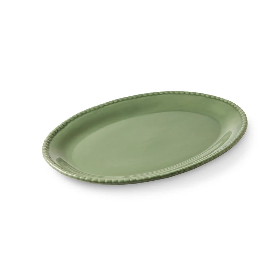 Celeste Green Bobble Oval Platter Small