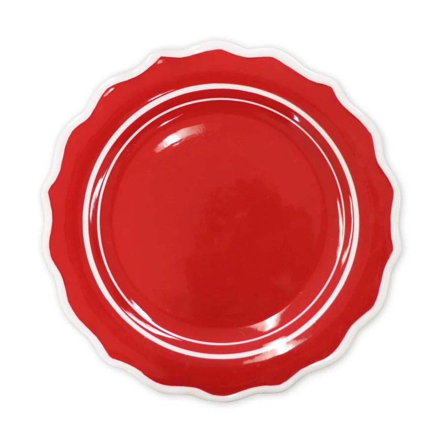 Belle Red/White Handpainted Dinner Plate