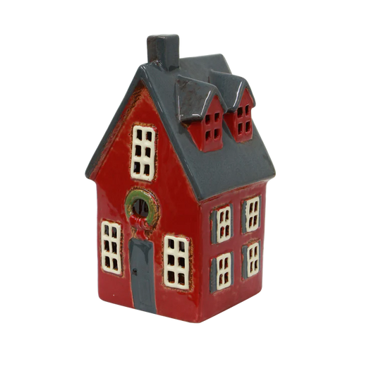 Alsace Tea Light Cottage Red with Wreath
