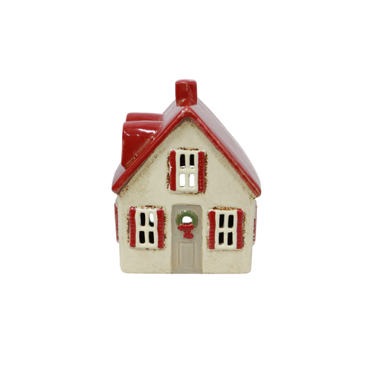 Alsace Tea Light Cottage Cream with Shutters