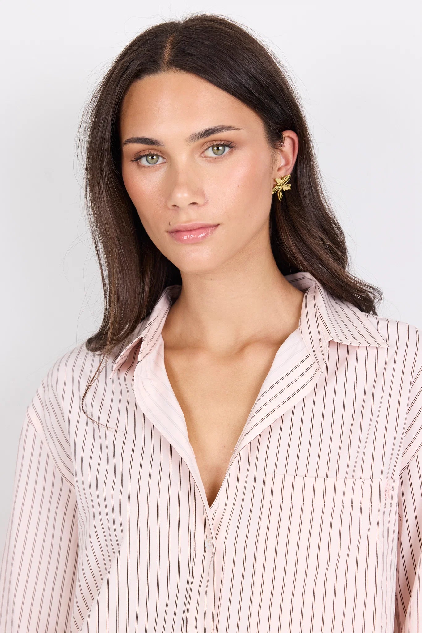 You Got This Blush Double Pinstripe Oversized Boyfriend Shirt