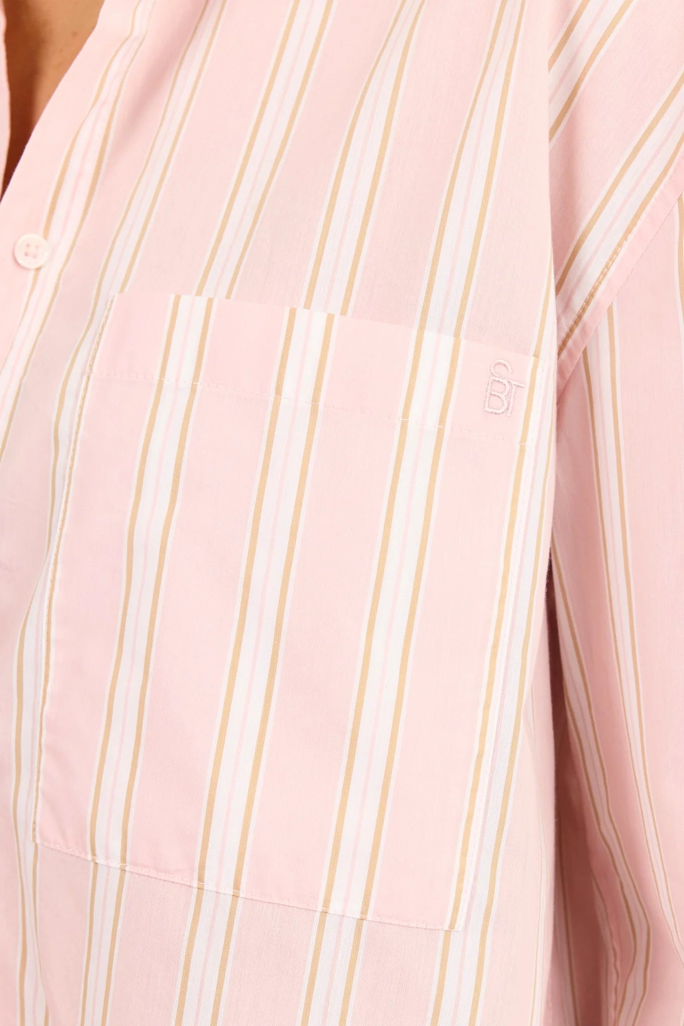 You Got This Pink Beige Stripe Oversized Boyfriend Shirt