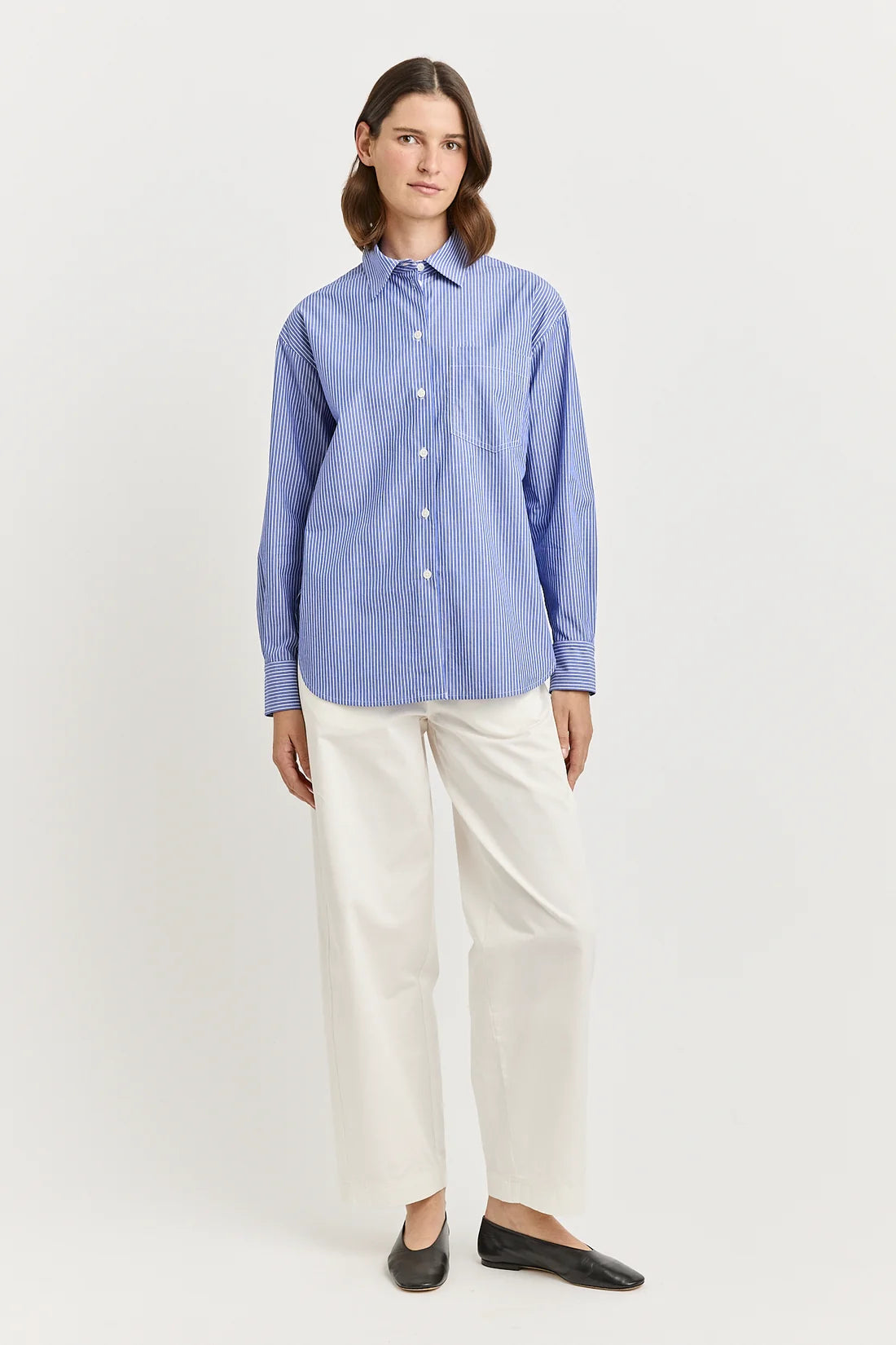 Relaxed cotton shirt - Blue stripe