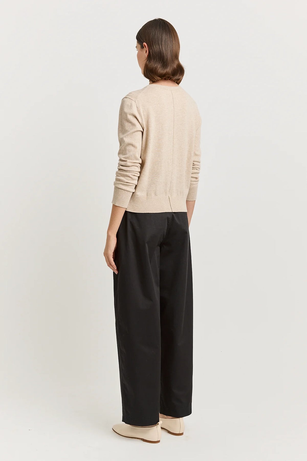 Fine crew cardigan - Jute