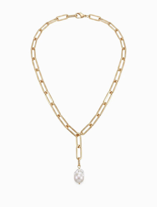 Alberto Pearl Chain Necklace Gold