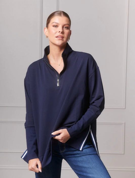 Alysha Zip Through Sweatshirt Navy - Med/Large