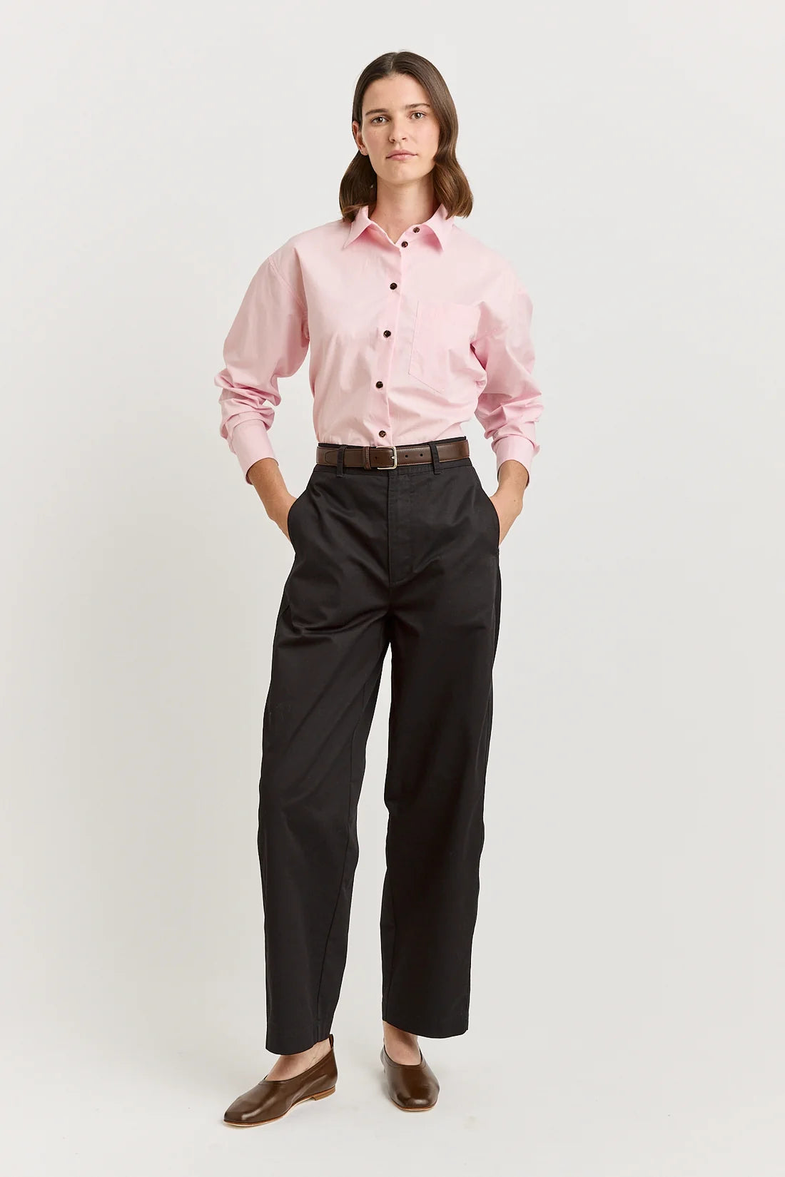 Relaxed cotton shirt - Pale pink