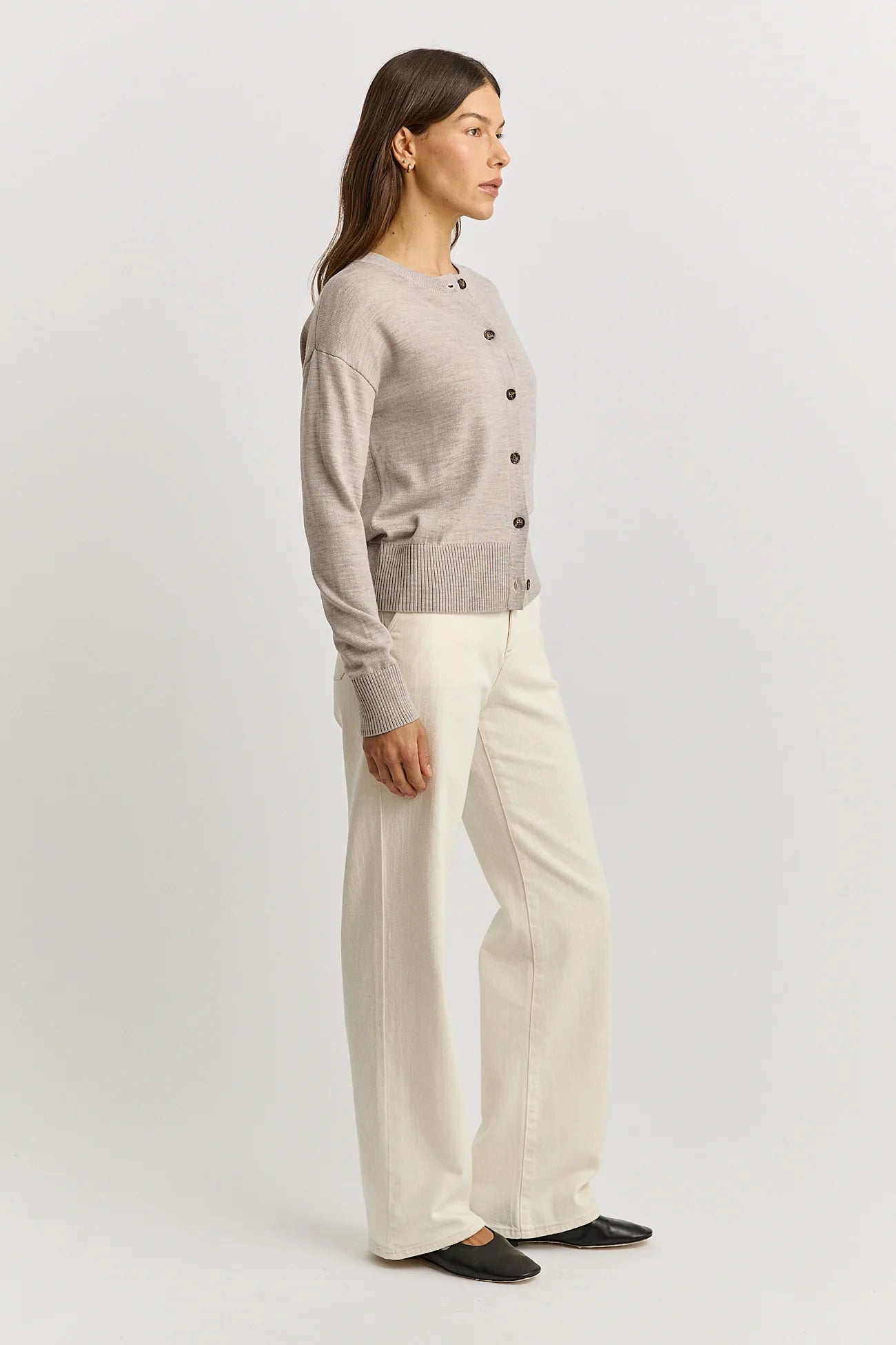 Fine knit cardigan - Oatmeal