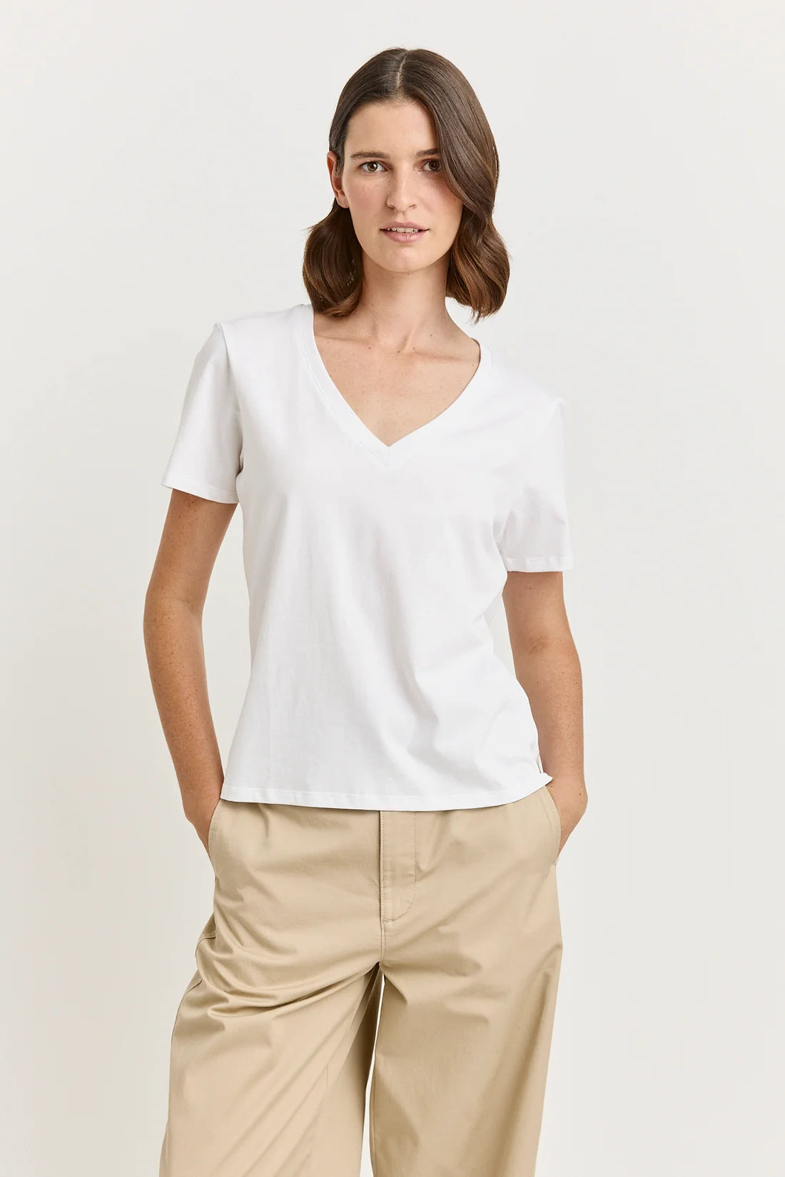 V-neck tee organic cotton - White