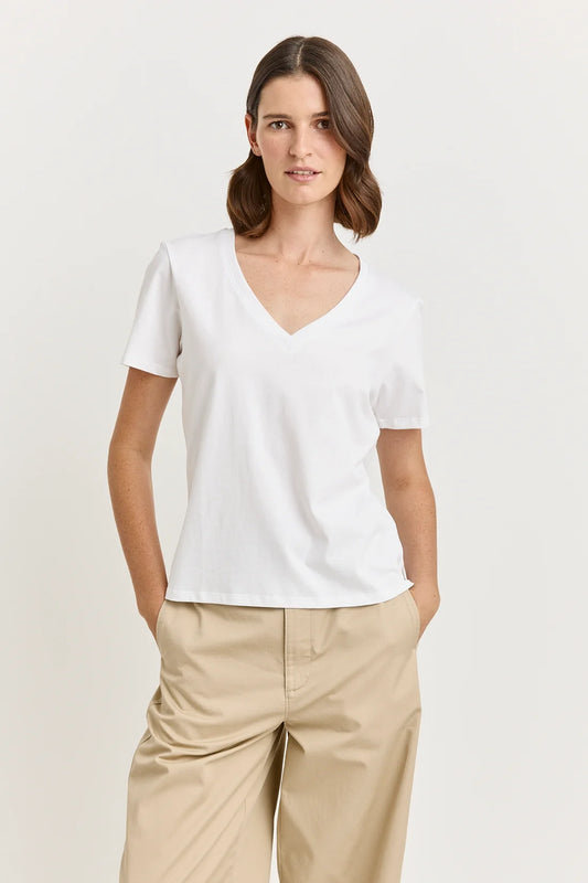 V-neck tee organic cotton - White