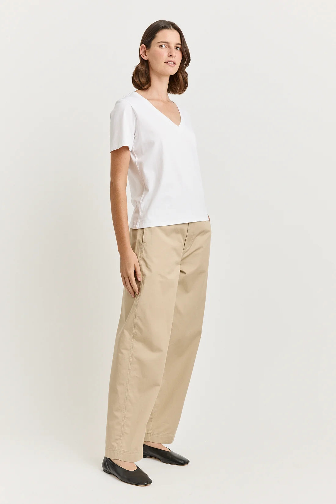 V-neck tee organic cotton - White
