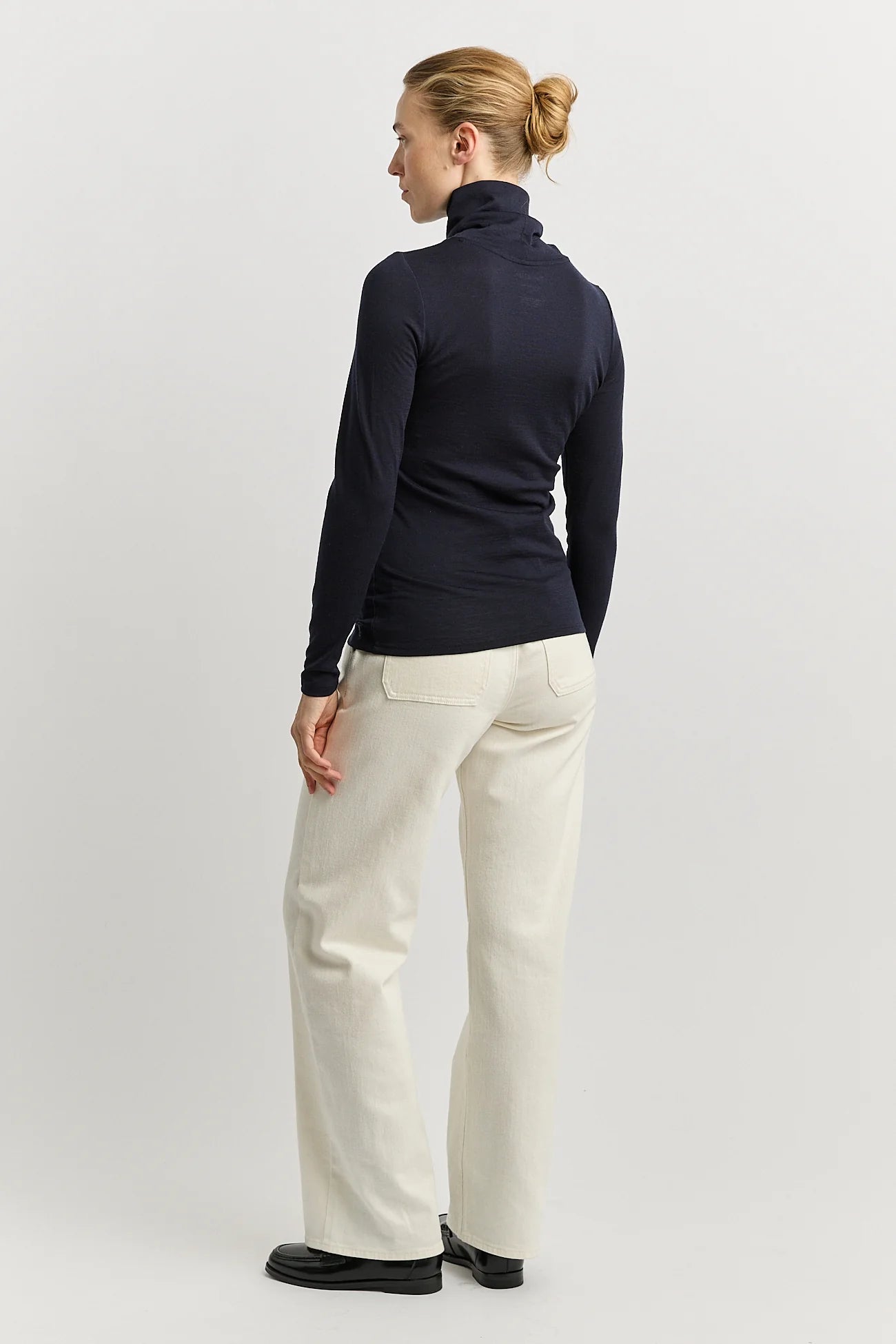 Turtle neck merino tee - French Navy