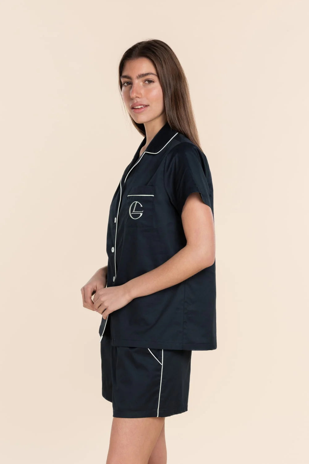 Camilla Cotton Short PJ Set - Navy