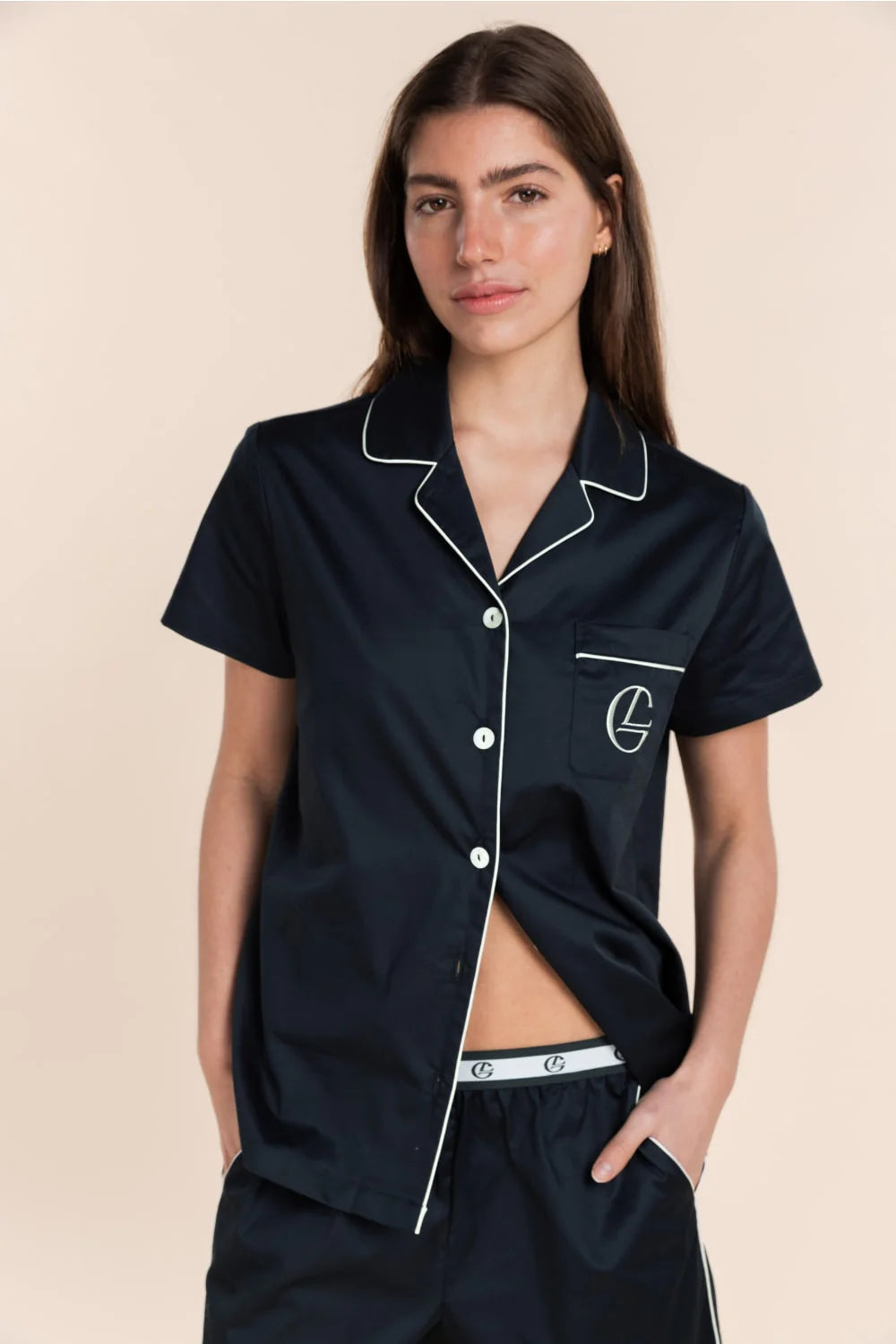Camilla Cotton Short PJ Set - Navy