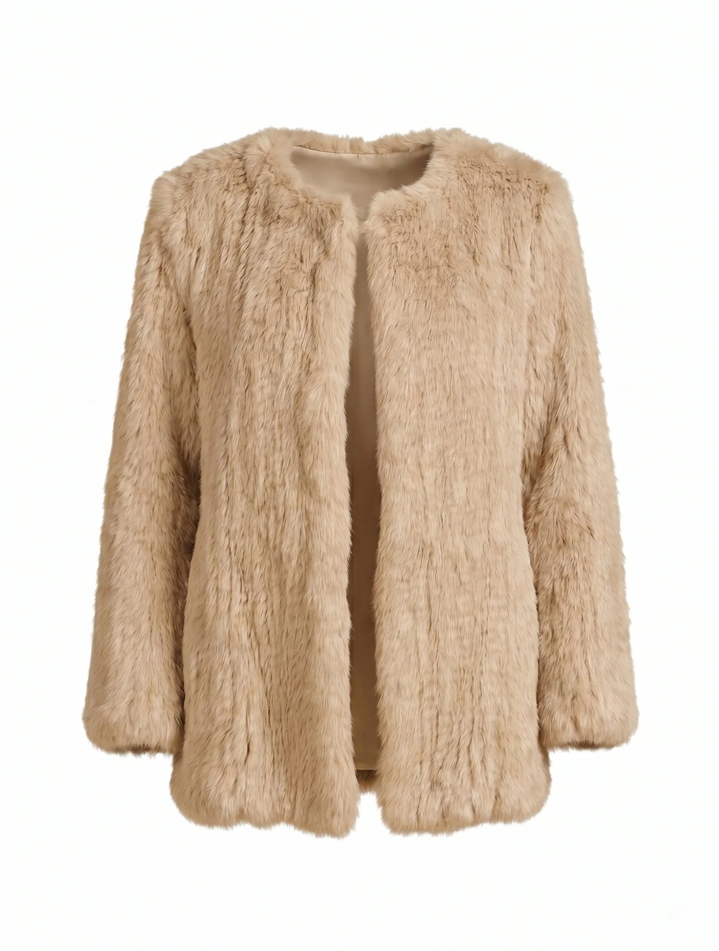 Coco Long Line Fur Jacket Latte