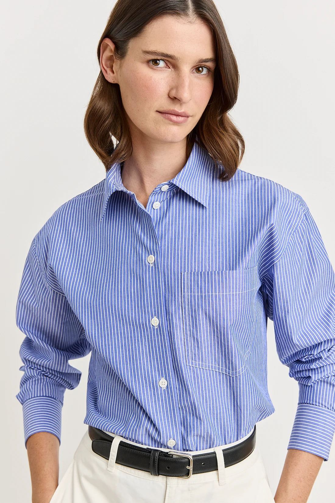 Relaxed cotton shirt - Blue stripe