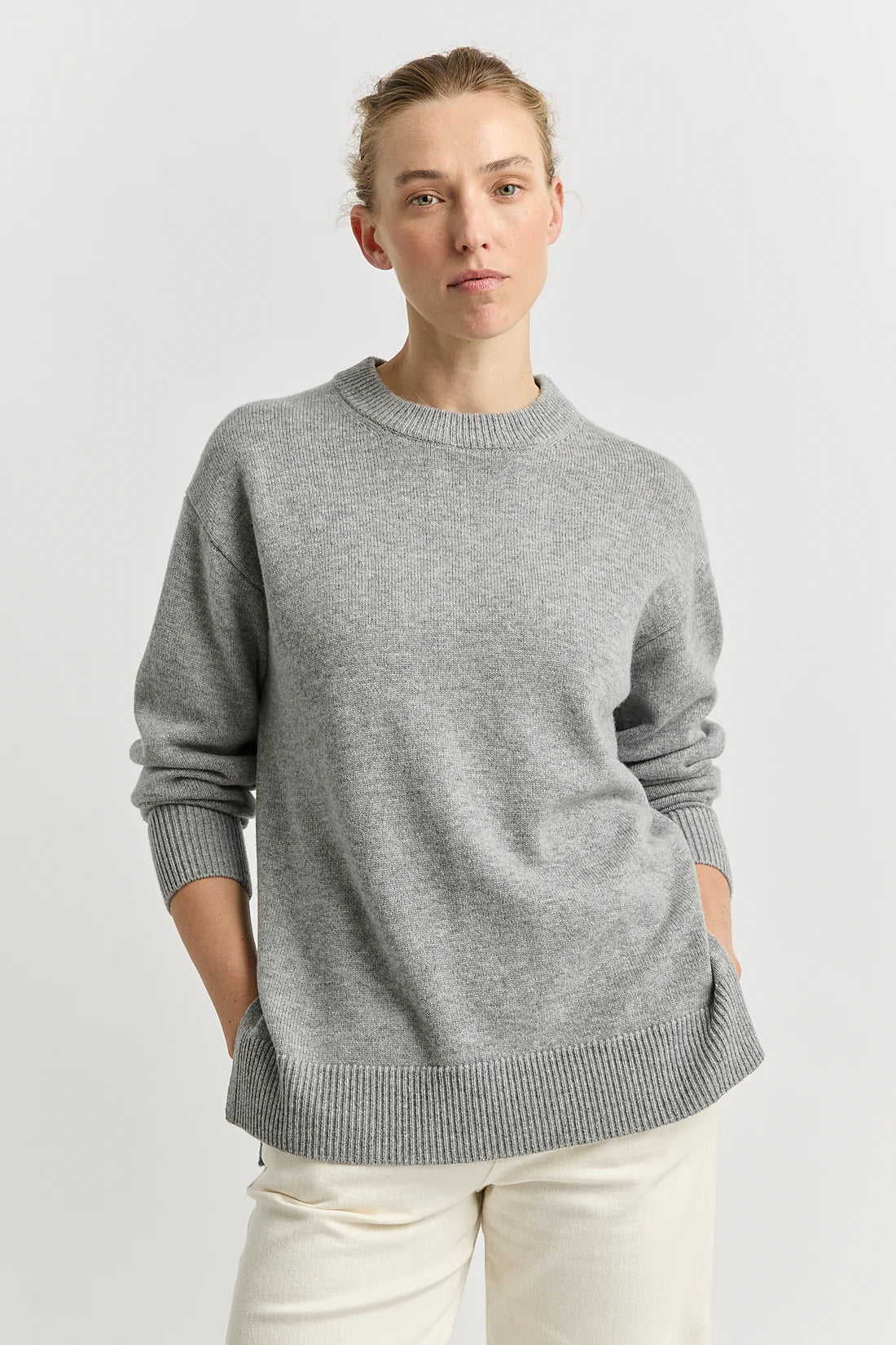 Relaxed longline crew - Light Ash