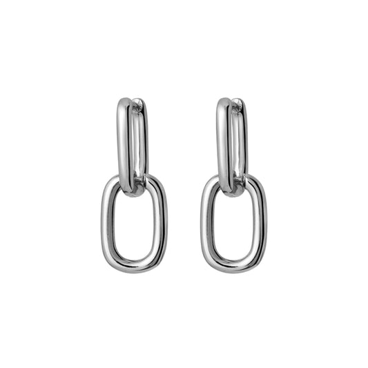 Sterling silver double oval chain link earrings